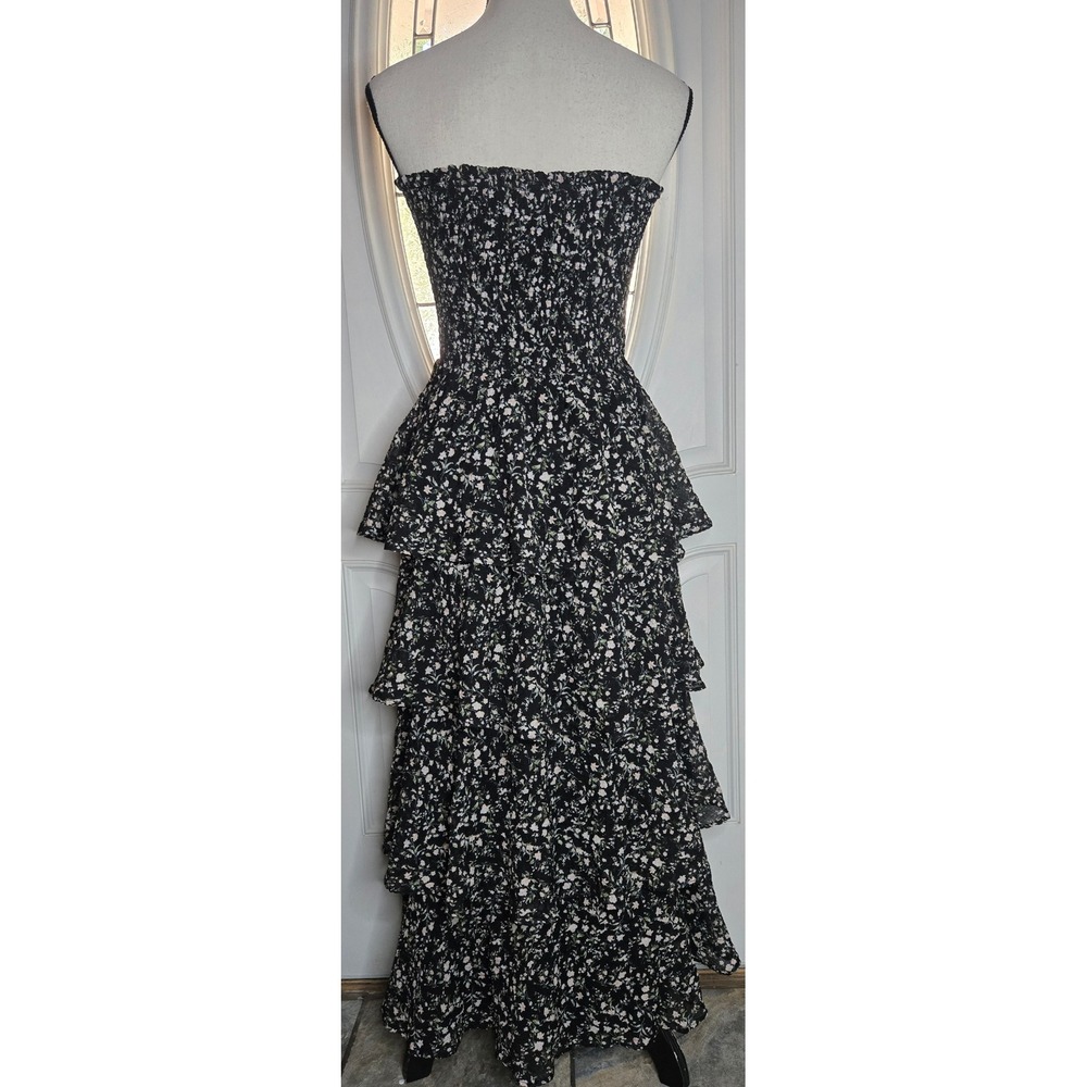 VICI x Gina Black Floral Strapless Corset Lace Up Tiered Maxi Dress - Picture 6 of 10